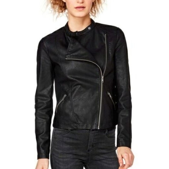 United Colors Of Benetton Jackets & Blazers - Benetton Black Leather Moto Jacket